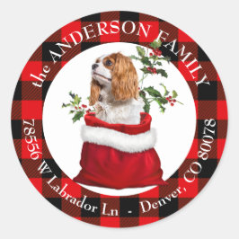 Pegatina Redonda Cavalier King Charles Spaniel Perro marco revestid