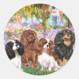 Pegatina Redonda Cavaliers (4) - en el jardín de Monet