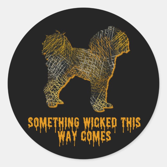 Pegatina Redonda Cavapoo Dog Silhouette Fun Halloween (Anverso)