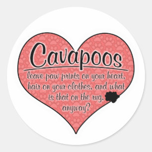 Pegatina Redonda Cavapoo Paw Imprime Humor De Perro