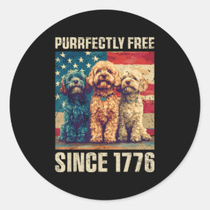 Pegatina Redonda Cavapoo Perro Proud Puramente Libre El 4 De Julio