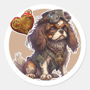Pegatina Redonda Cavelier King Charles Spaniel Dog