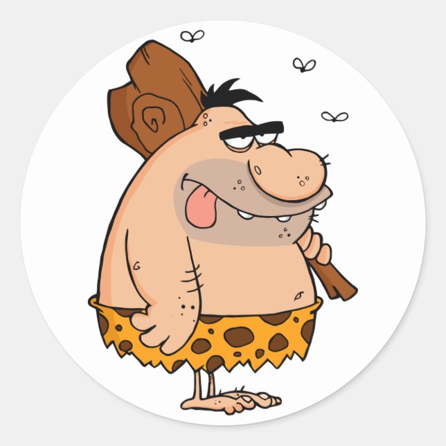 PEGATINA REDONDA CAVEMAN HOLDING CLUB (Anverso)