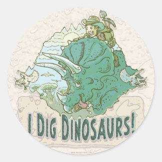 Pegatina Redonda Cavo dinosaurios para cazadores de dinosaurios de