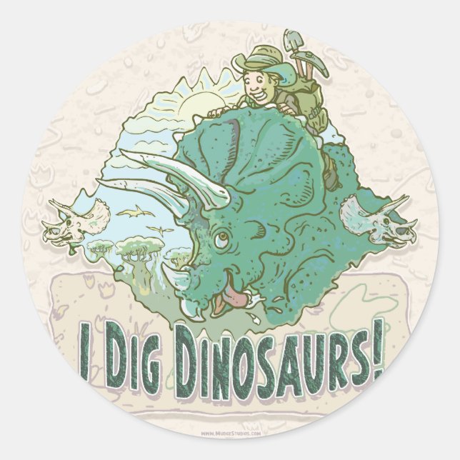 Pegatina Redonda Cavo dinosaurios para cazadores de dinosaurios de  (Anverso)