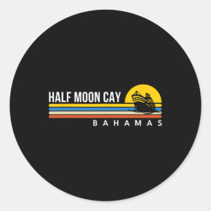 Pegatina Redonda Cay Half Moon Byhamas Recuerdos Vintage Retro Cruc