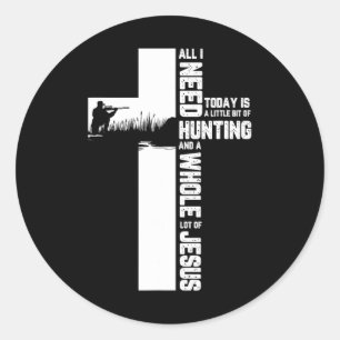 Pegatina Redonda Caza al aire libre Jesús Cita cristiana Guay Hu