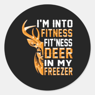 Pegatina Redonda Caza-camiseta Estoy en Fitness Deer Freezer Funny
