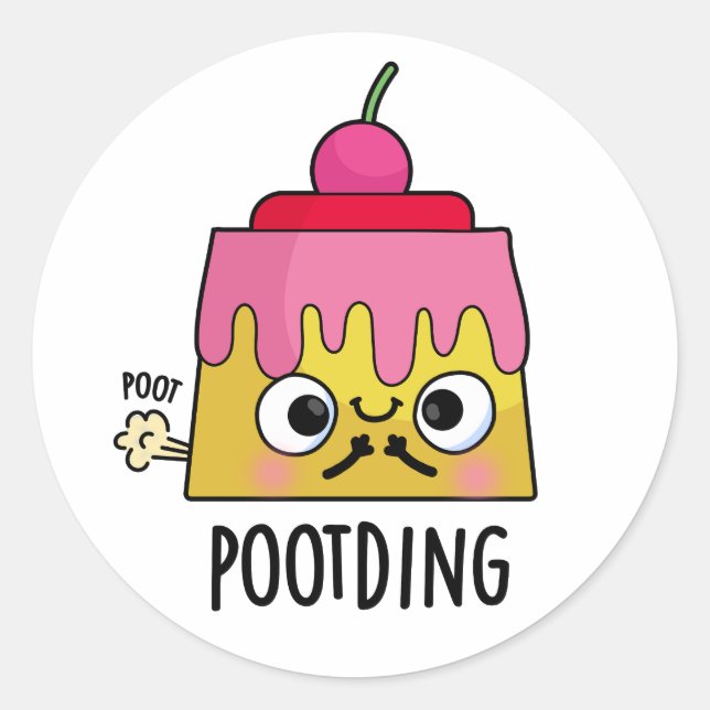 Pegatina Redonda Caza cómica Pudding Fart Pun (Anverso)