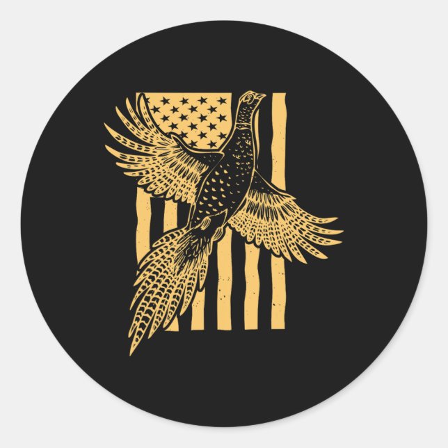 Pegatina Redonda Caza de aves faisanas vintage (Anverso)