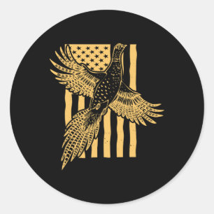 Pegatina Redonda Caza de aves faisanas vintage