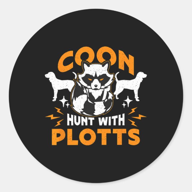 Pegatina Redonda Caza De Cubos Con Caza De Caza De Cubos Raccoon (Anverso)