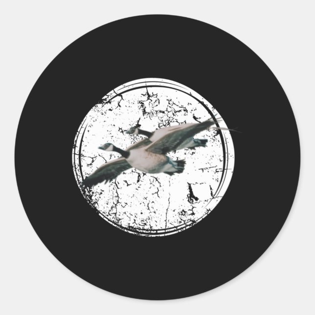 Pegatina Redonda Caza de ganso en Canadá (Anverso)