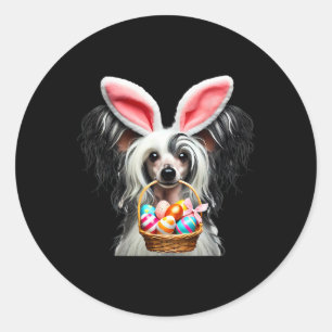Pegatina Redonda Caza de huevos de pascua de perro de chiripa