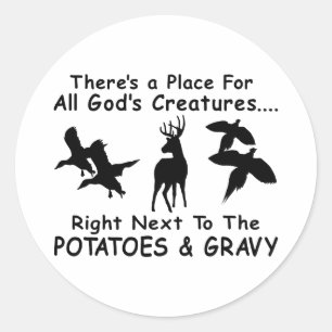 PEGATINA REDONDA CAZA DE LOS CIERVOS, DEL PATO Y DEL FAISÁN