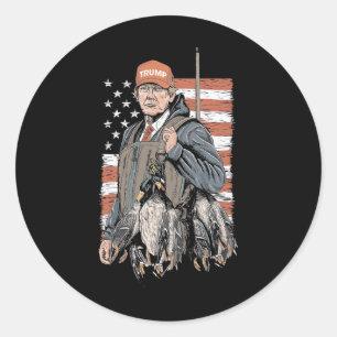 Pegatina Redonda Caza De Patos Trump Camo Hola Temporada De Caza Es