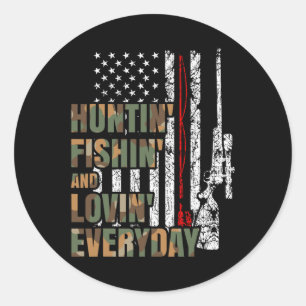 Pegatina Redonda Caza de peces que aman la caza diaria de venados n