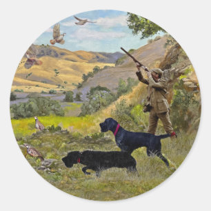 Pegatina Redonda Caza de perdices de Chukar