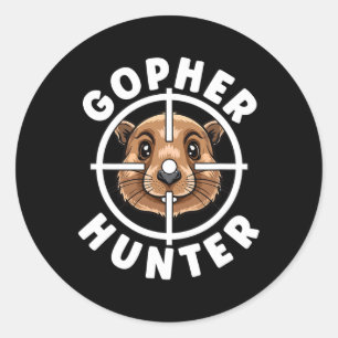 Pegatina Redonda Caza de Trampa de Gopher Hunter Crosshens