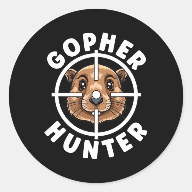 Pegatina Redonda Caza de Trampa de Gopher Hunter Crosshens (Anverso)