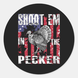 Pegatina Redonda Caza de Turquía masculina los dispara en la cazado