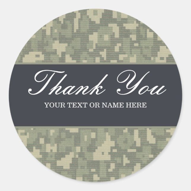 Pegatina Redonda caza del ejército militar de camuflaje digital (Anverso)
