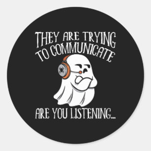 Pegatina Redonda Caza Evp Paranormal Caza Fantasma Aventuras