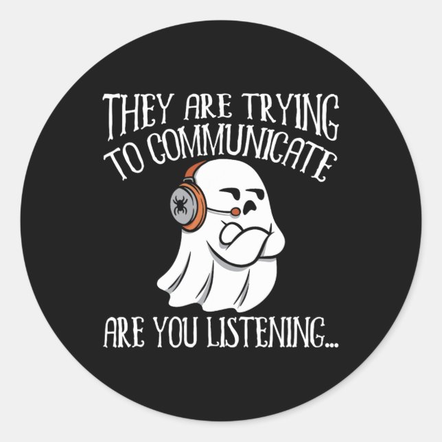 Pegatina Redonda Caza Evp Paranormal Caza Fantasma Aventuras (Anverso)