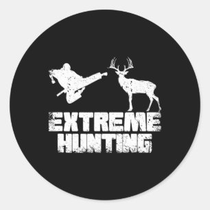 Pegatina Redonda Caza Extrema divertida Marcial de Deer Karate Kara