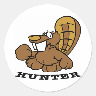 Pegatina Redonda Cazador de castores blancos
