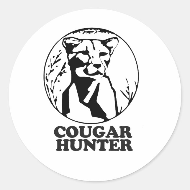 PEGATINA REDONDA CAZADOR DE COUGAR 2 (Anverso)