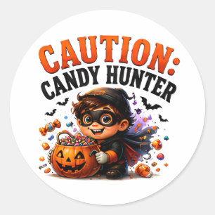 Pegatina Redonda 🎃 Cazador de Dulces Divertido dicho de Halloween