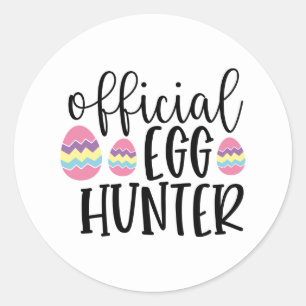 Pegatina Redonda Cazador de huevos oficial de niños lindos 