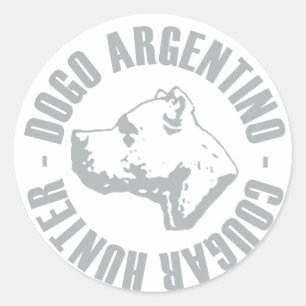 PEGATINA REDONDA CAZADOR DEL PUMA DE DOGO ARGENTINO
