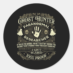 Pegatina Redonda Cazador fantasma - Caza fantasma Halloween Paranor