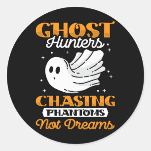Pegatina Redonda Cazador fantasma persigue fantasmas - Halloween Fa