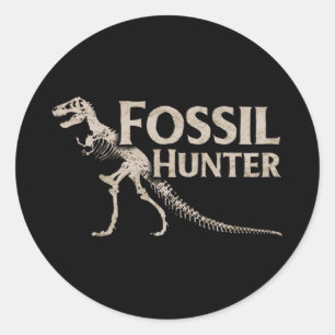 Pegatina Redonda Cazador fósil Paleontología Fósiles de Dinosaurios