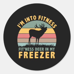 Pegatina Redonda Cazador gracioso papá estoy en el gimnasio Deer Fr