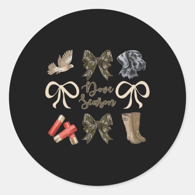 Pegatina Redonda Cazadora de palas de caza de temporada Camo Bow Co (Anverso)