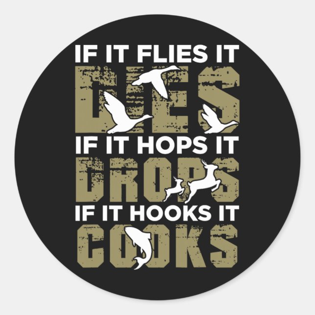 Pegatina Redonda Cazando Camisas Para Hombres Cazadora Graciosa Reg (Anverso)