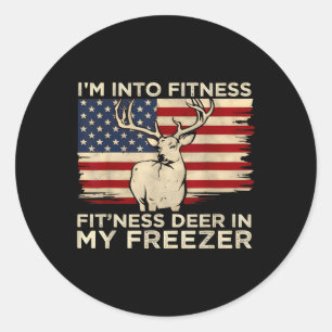 Pegatina Redonda Cazándome En El Fitness De Ness Deer Freezer Men