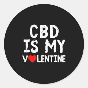 Pegatina Redonda Cbd Es Mi San Valentín Weed Amantes Curación