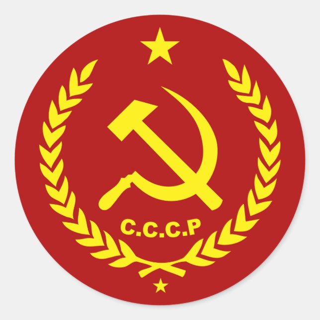 Pegatina Redonda CCCP Martillo comunista y placa de goteo (Anverso)