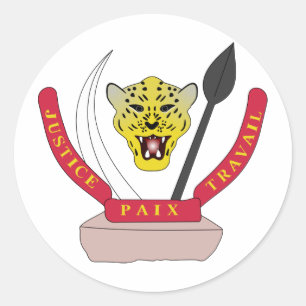 Pegatina Redonda CD del escudo de armas de Congo