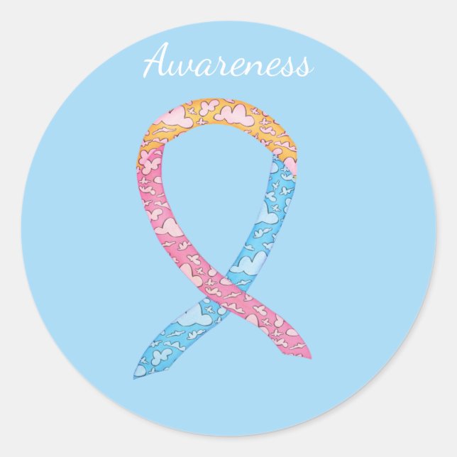 Pegatina Redonda CDH Awareness Ribbon Personalizados Decretos Pegat (Anverso)