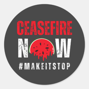 Pegatina Redonda CEASEFIRE AHORA sandía