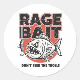 Pegatina Redonda Ceba de Ira, No Alimentes a los Trolls