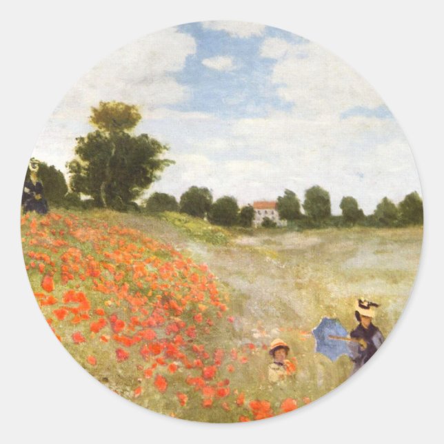 Pegatina Redonda Cebollas rojas en flor - Claude Monet (Anverso)