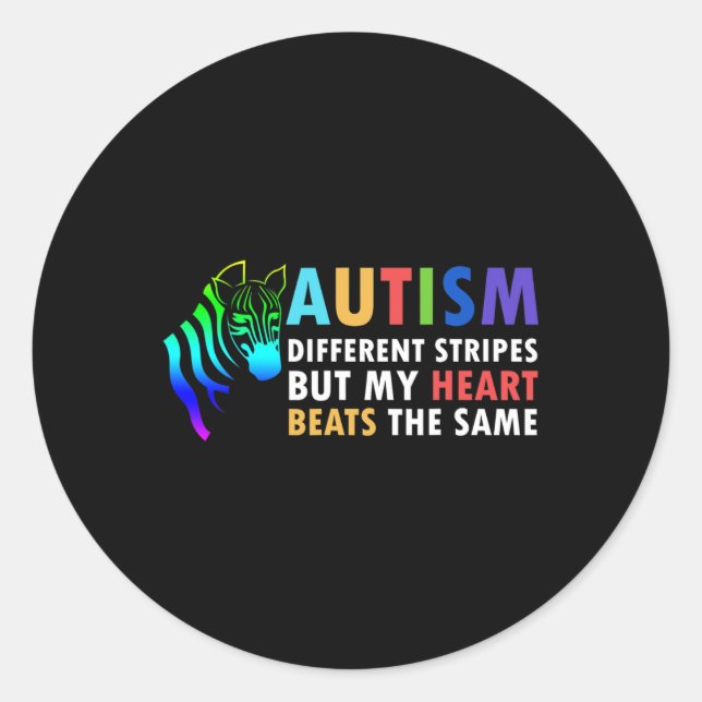 Pegatina Redonda Cebra cardíaca diciendo conciencia Inspiradora de  (Anverso)