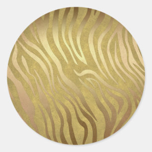 Pegatina Redonda Cebra dorada zebra zebra jungla Safari Glam